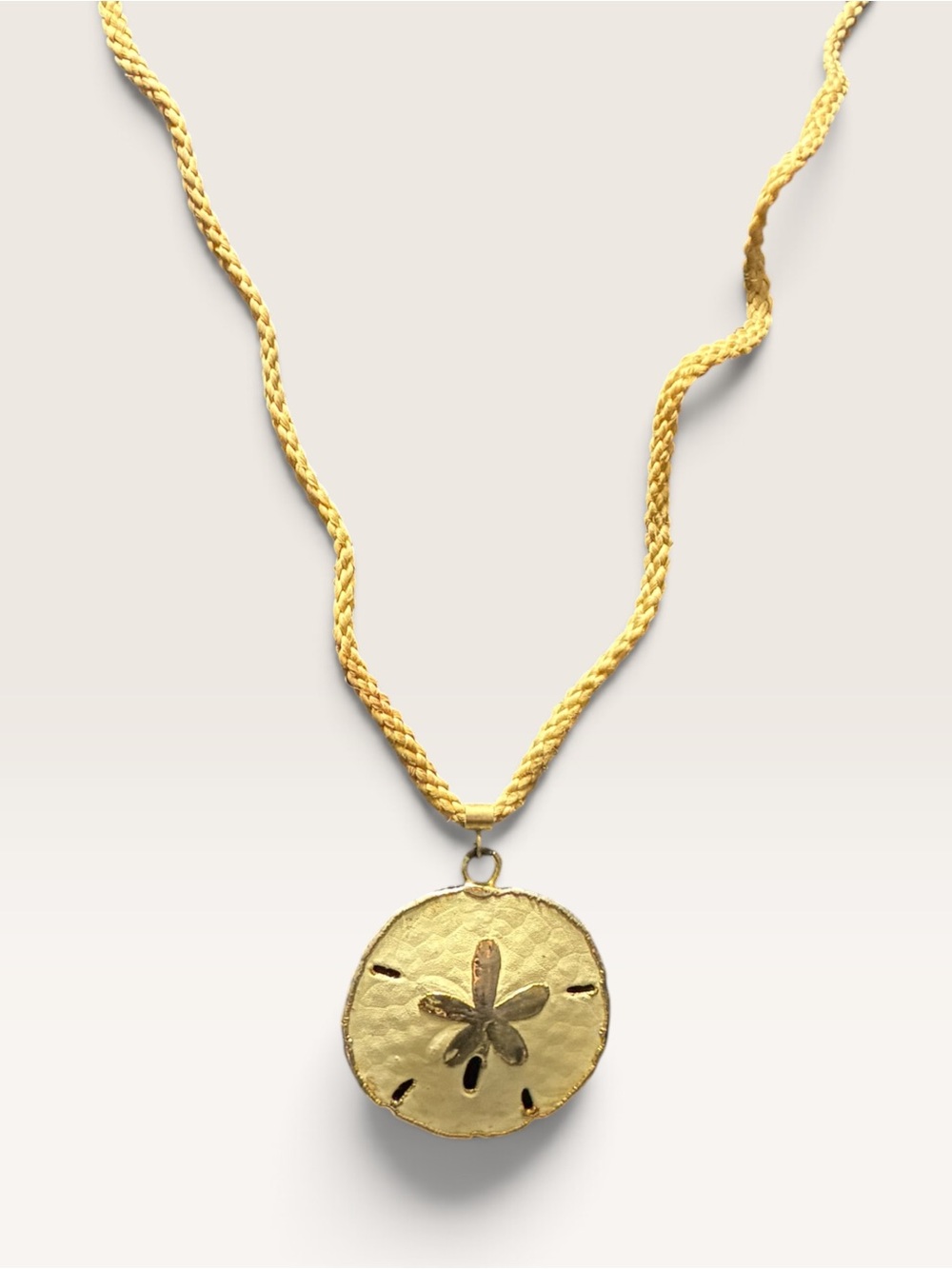 Gold Tone Trimmed Sand Dollar Pendant Necklace - Women